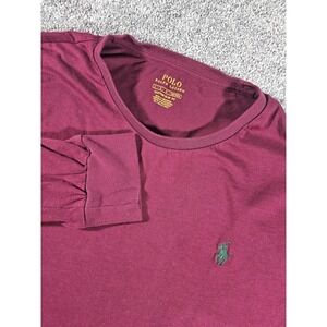 Polo By Ralph Lauren Men's Large Maroon L/S Custom Slim Fit Casual Shirt,